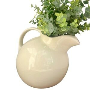 Ball Pitcher Hall China 633 Ivory Ceramic Mid Century Modern Made in USA Vintage